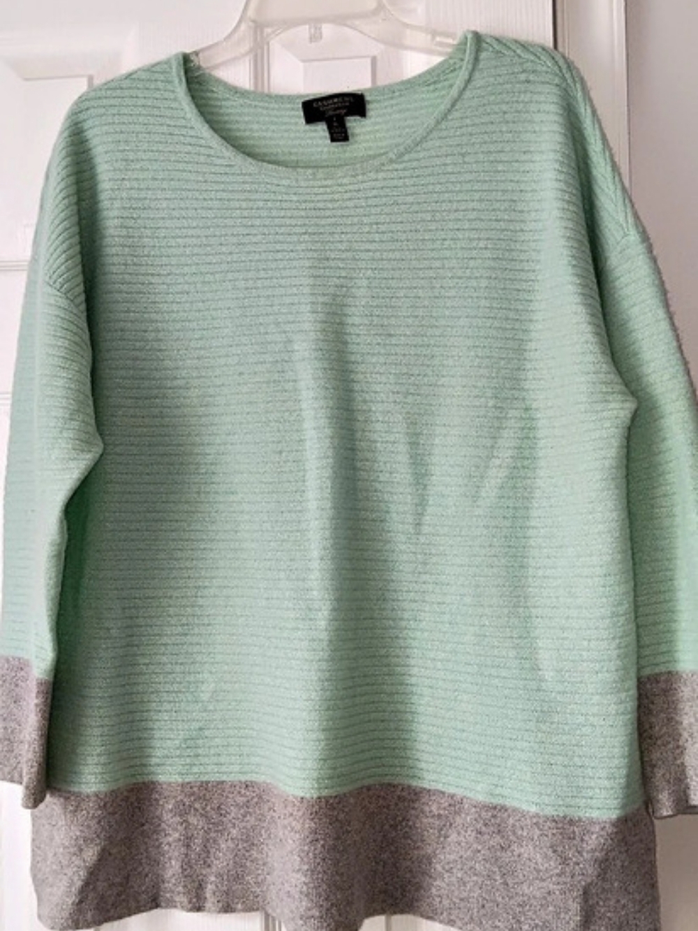 CASHMERE Carter Club Color Block Tunic in Green & Gray Size 1X Like New